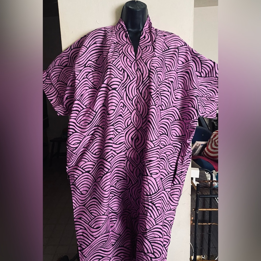 Pink and Black Patterned Kimono